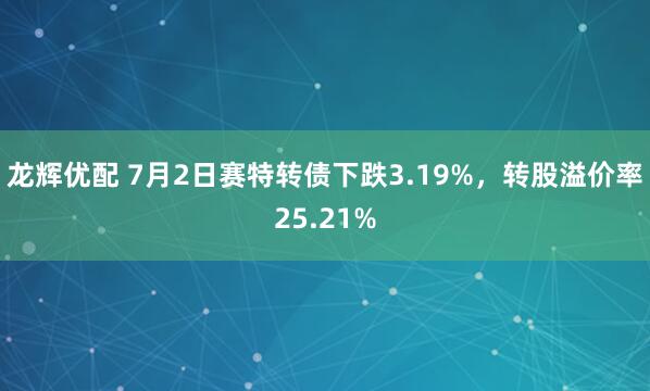 龙辉优配 7月2日赛特转债下跌3.19%，转股溢价率25.21%