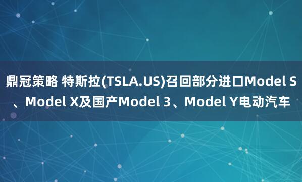 鼎冠策略 特斯拉(TSLA.US)召回部分进口Model S、Model X及国产Model 3、Model Y电动汽车